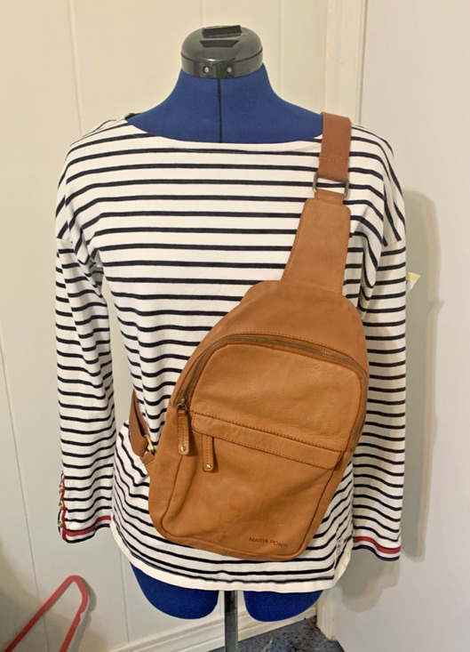 Marta Ponti Handbags - Marta Ponti Leather Sling Bag Crossbody Pack Purse Backpack Cognac Brown